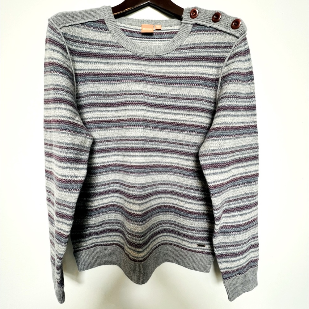 HUGO BOSS | Men's Kord Striped Crew Neck Knit Sweater | Size L | Never Worn